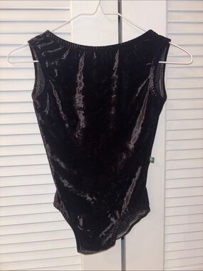 Luckyleo Black Velvet Low Back Womens Small Leotard